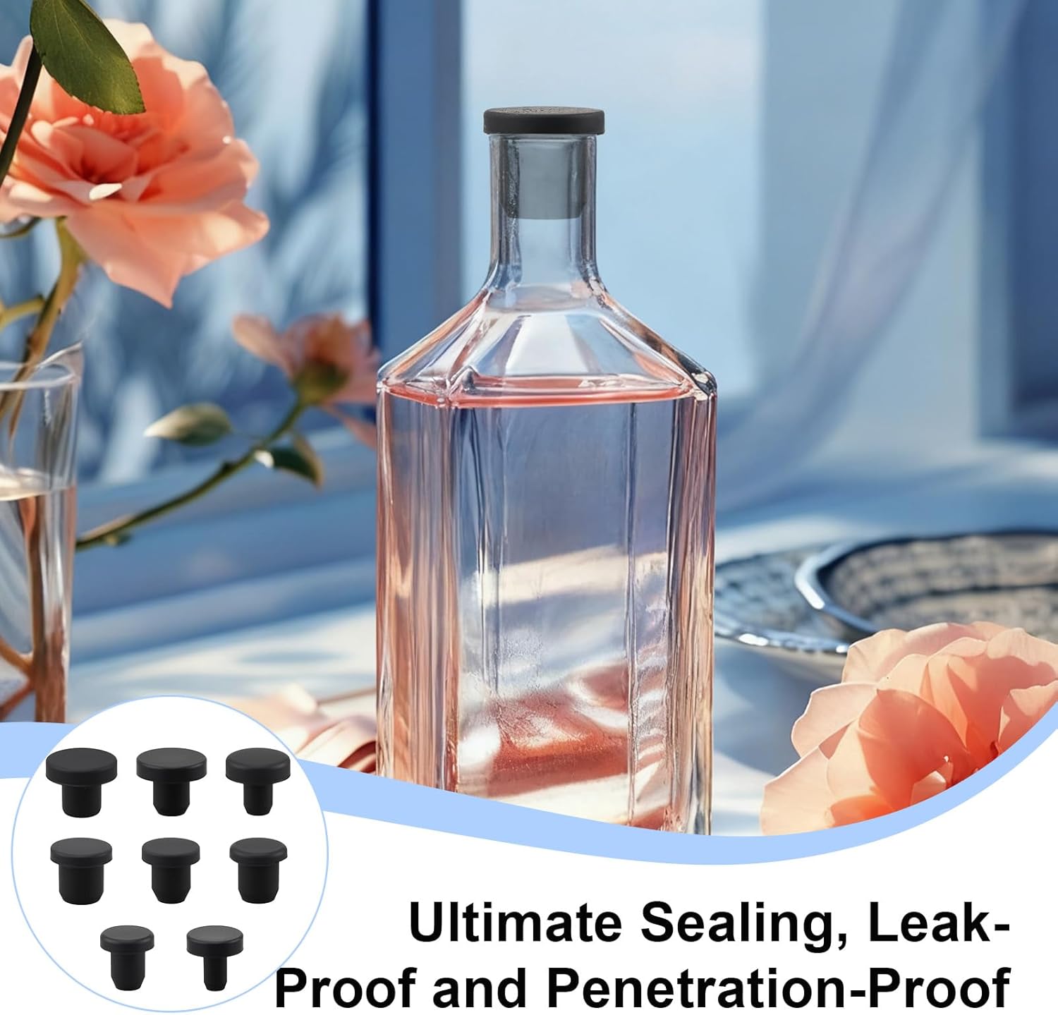 80 Pcs Silicone Rubber Hole Plug Assortment Kit, 8 Sizes Heat Resistant Black T-Type Caps for Powder Coating, Pipe Sealing, Test Tube Protection and Waterproofing Applications (Black)