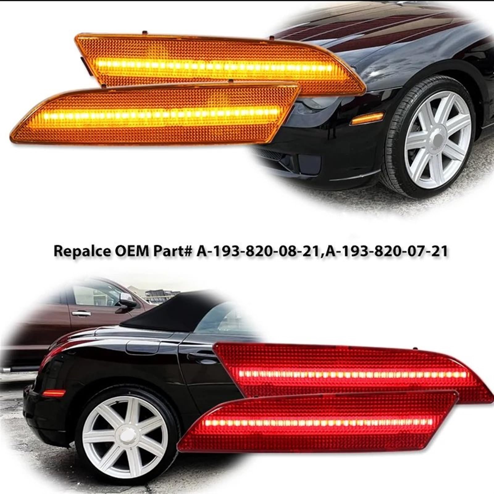4 Pièces Feux Clignotants LED Pour Chrysler Crossfire 2004-2008 - Pare-chocs Avant Ambre Et Arrière Rouge