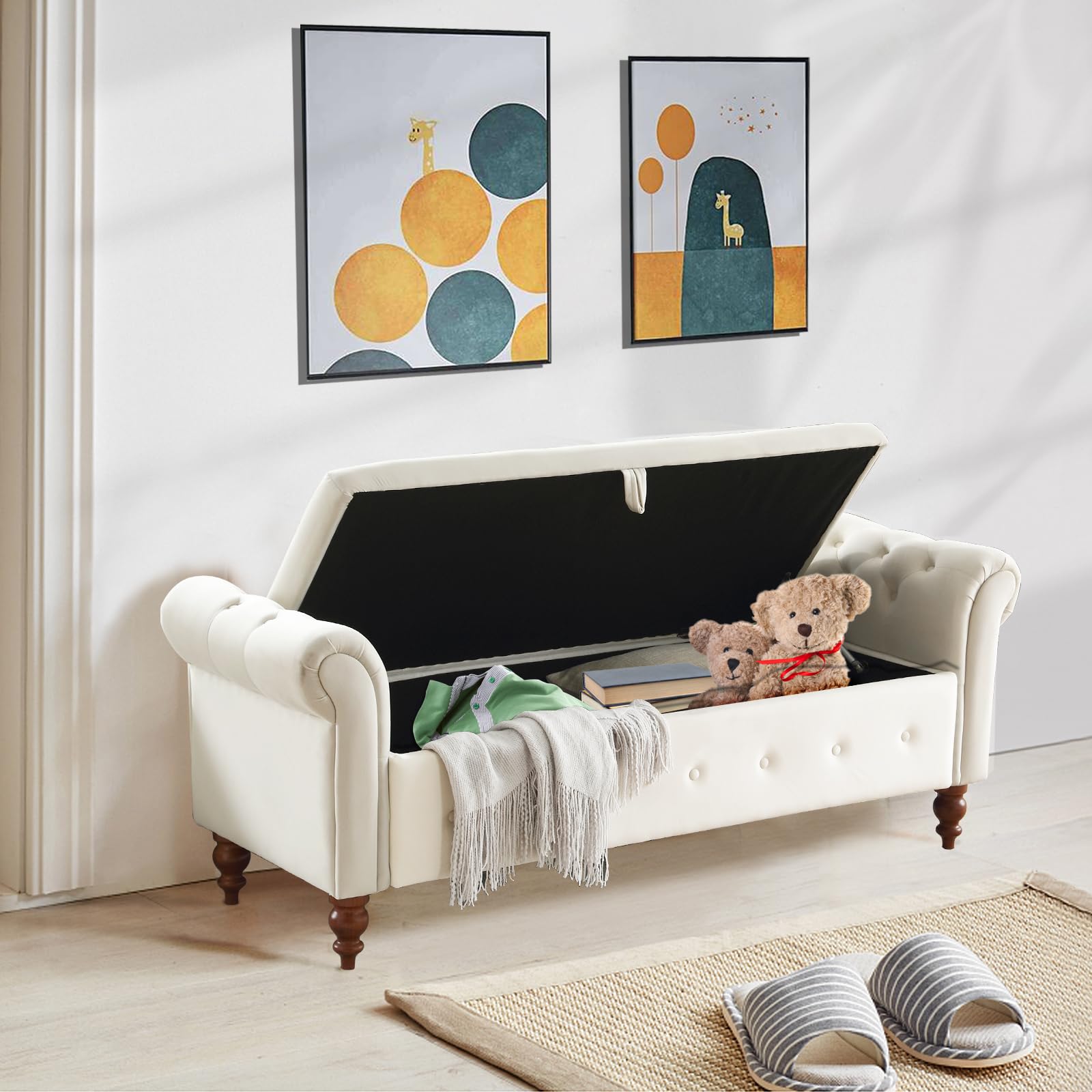 Storage Ottoman Restoration Hardware Tufted Bench Narrow