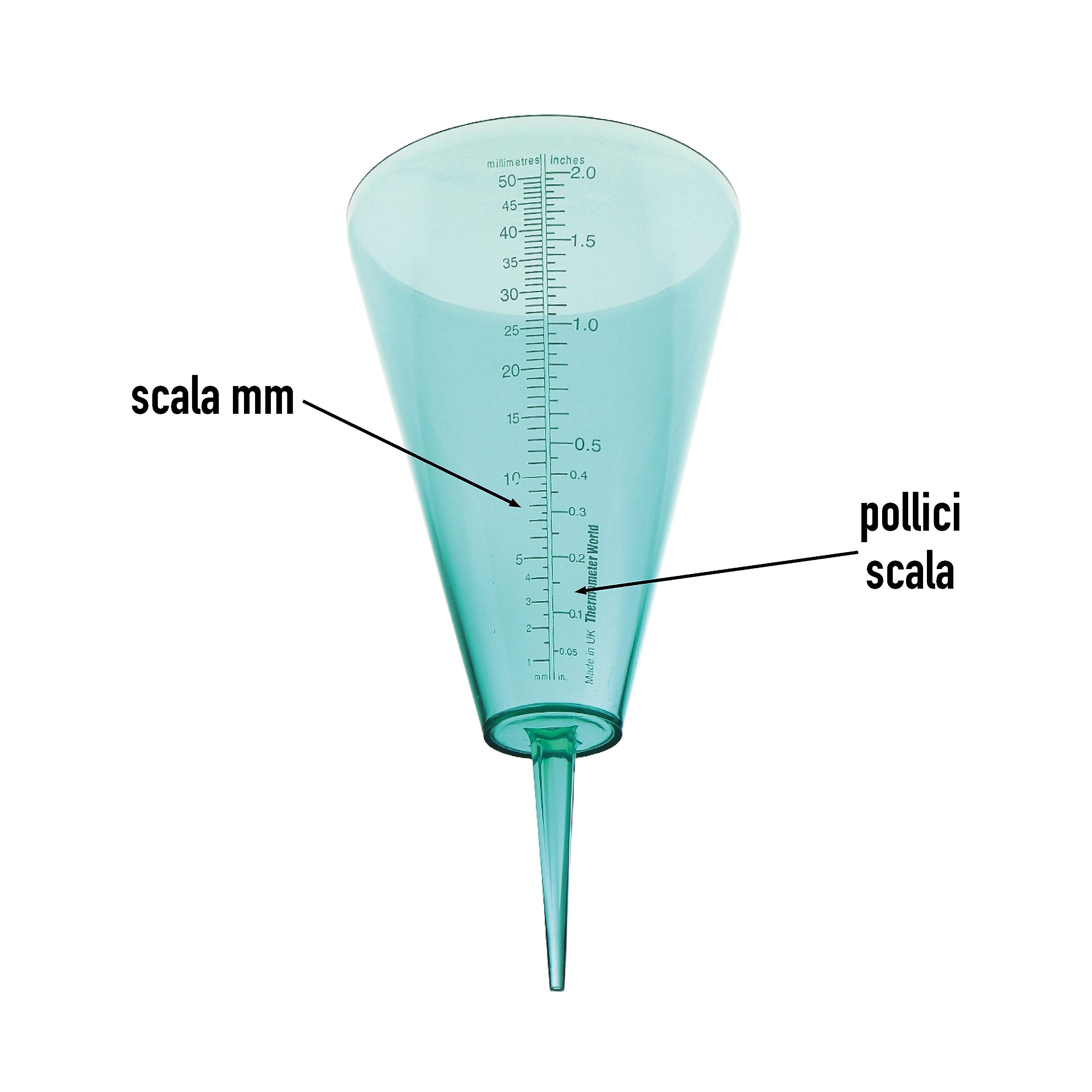 Thermometer World Pluviometro per Monitorare i Livelli di Pioggia con Scala di Facile Lettura, Il Perfetto Misuratore di Pioggia all'aperto per Il Tuo Giardino
