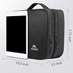 MATEIN Electronics Organisateur de voyage, Sac d'organisateur de câble imperméable avec poignée, Boîtier d'accessoires électroniques portatifs pour hommes Double couche sac de rangement de câble pour cordon, chargeur, iPad mini, noir