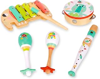 Momo Kids® Ensemble d'instruments de musique pour enfants | Jouets Montessori 2 ans | Tambourin Tambour pour enfant, xylophone bébé, maracas et flûte | Instruments de musique pour bébé | Cadeau fille
