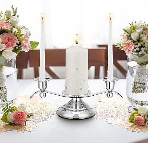 Vista 2 de Irenare Velas de Unidad con Soporte para Ceremonia de Boda, Accesorios de Decoraciones de Boda, Portavelas de Cristal, Vela de Pilar para Eventos