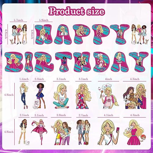 Miniatura 7 de Suministros de fiesta de cumpleaños de ensueño para niñas, pancarta rosa de feliz cumpleaños con 12 espirales colgantes, decoraciones de fiesta rosa