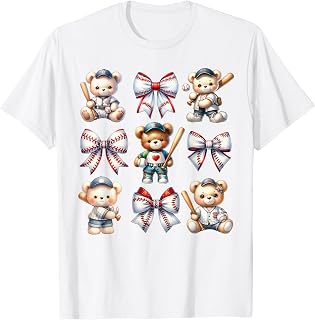Coquette Teddy Bear Soft Aesthetic Bow Baseball Girl Women T-Shirt