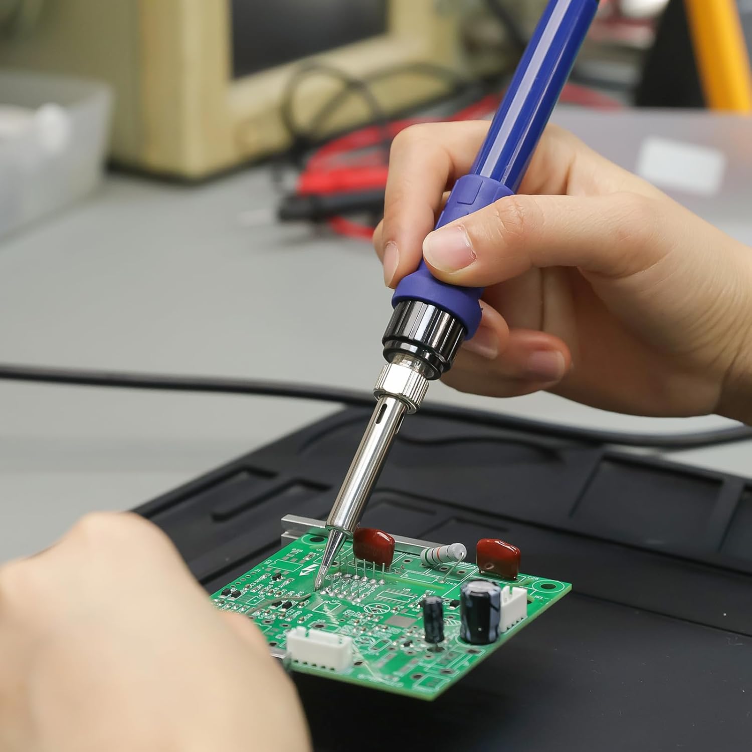 YIHUA 917D Blue Grip Replacement Soldering Iron Handpiece/Handle for Yihua 853D 2A USB, 853D 3A USB