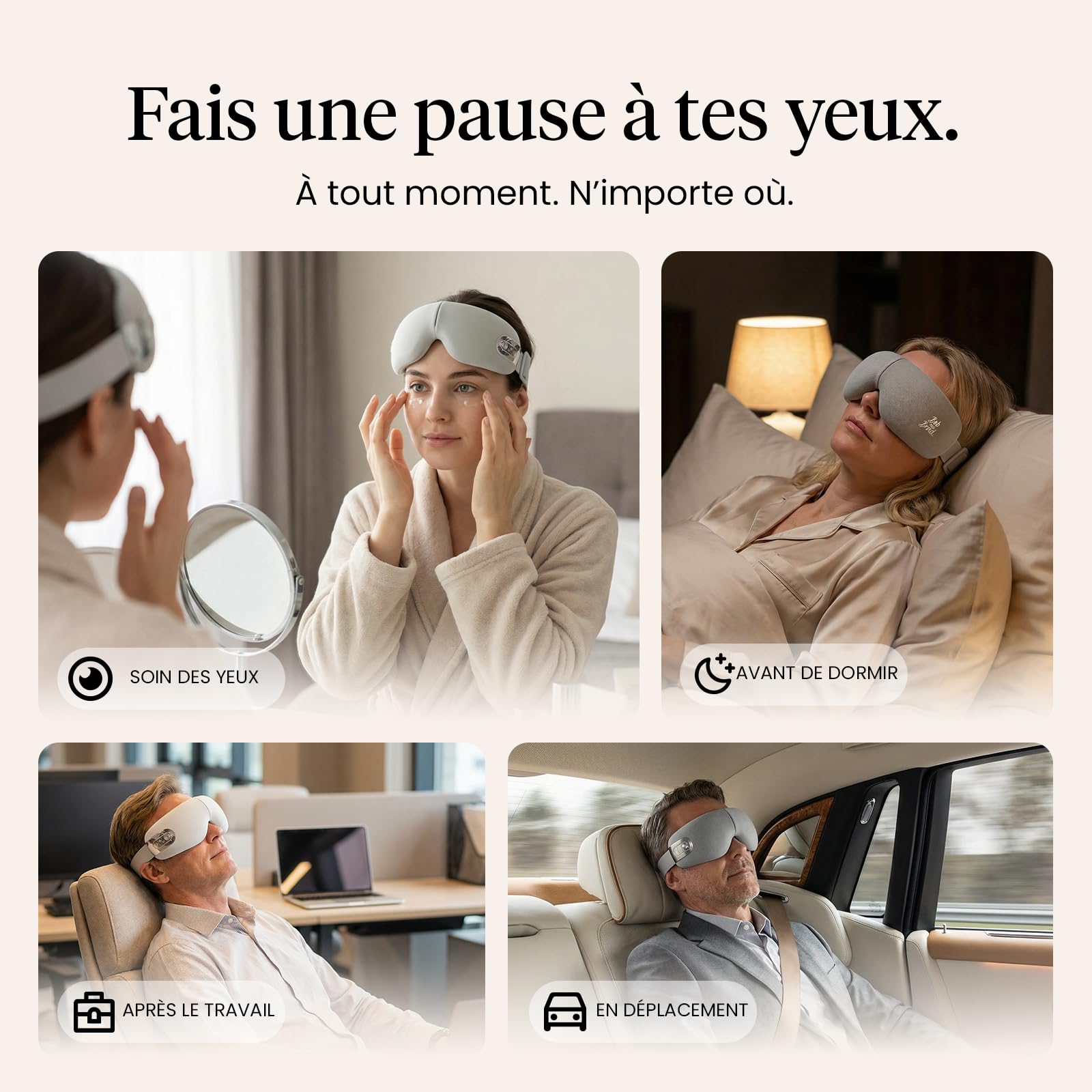 BOB AND BRAD EYEFLOW masseur oculaire avec chaleur et froid, masque massage yeux à compression froide semi-conductrice pour soulager la migraine, sécheresse et fatigue, cadeau pour hommes femmes