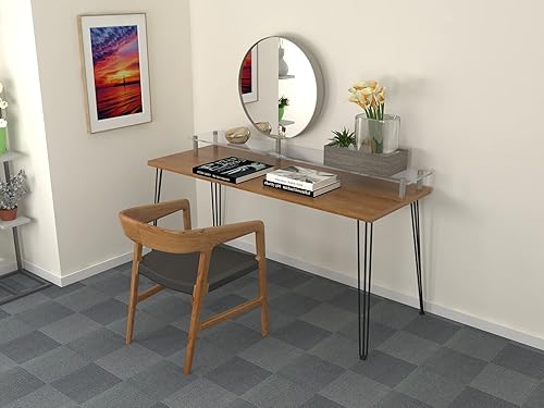 Miniatura 6 de ROTHLEY Patas de mesa de horquilla de 28 pulgadas, 3 varillas sólidas de metal para mesa, juego de 4 patas de escritorio resistentes con protectores