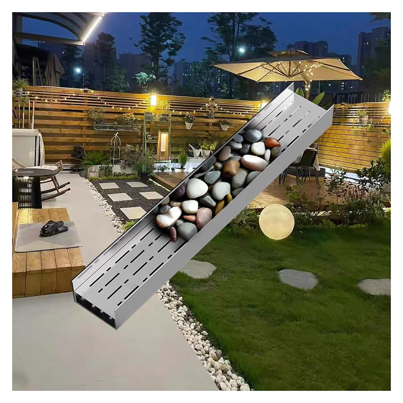 GLDYTVF Stainless Steel Linear Drainage Grate - Durable Narrow Drain Cover for Outdoor Patio Kitchen & Bathroom (H10*W10CM/H3.94*W3.94IN)