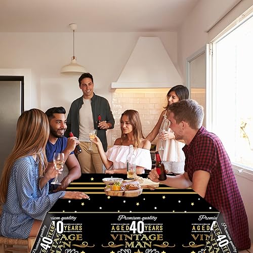 Miniatura 5 de gisgfim 3 manteles vintage de 40 años, manteles vintage para fiestas de cumpleaños número 40, suministros de fiesta de plástico para cumpleaños de