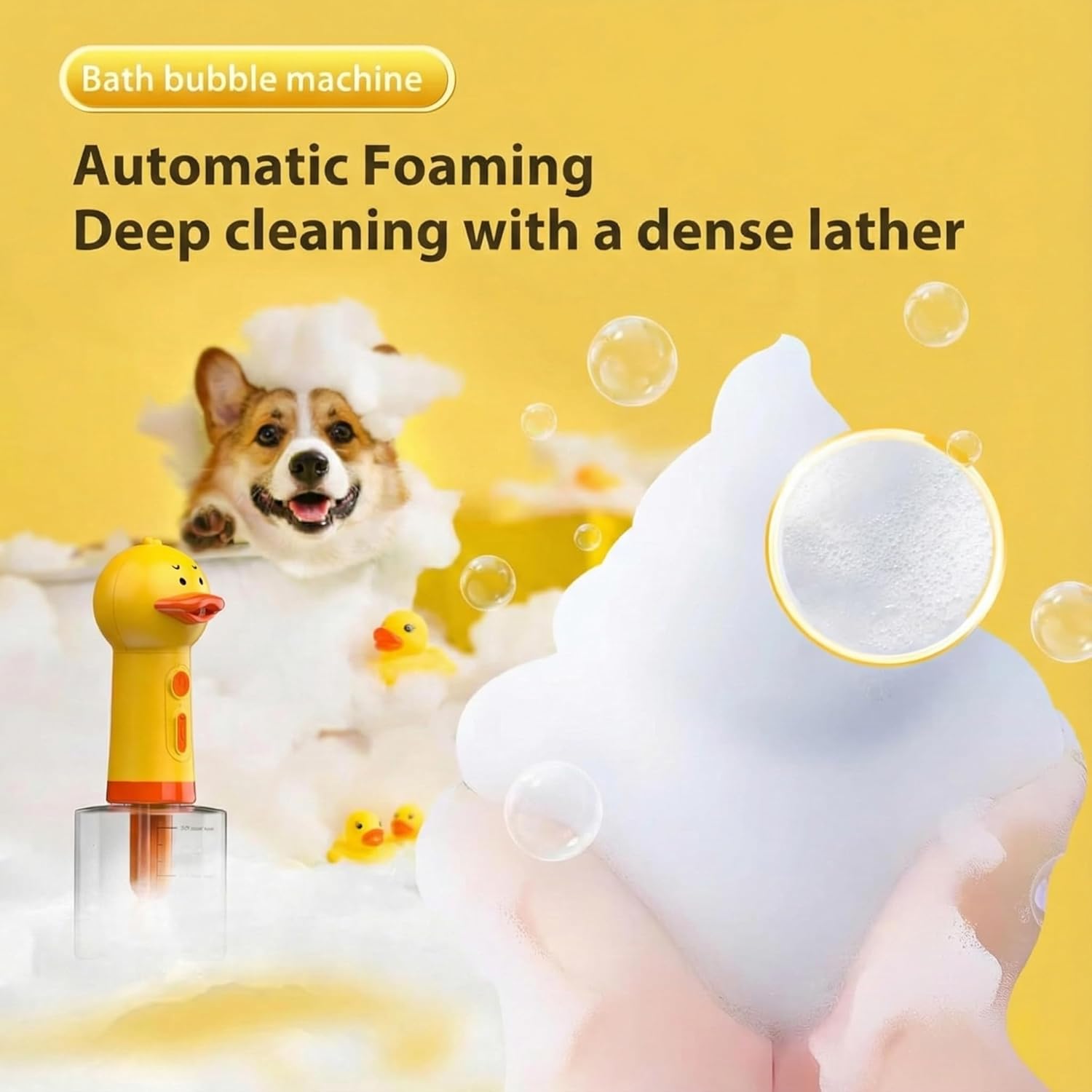 Electric Dog Shampoo Dispenser & Foam Sprayer – Automatic Dog Soap Dispenser, Rechargeable Dogs Shampoo Foamer, IPX7 Waterproof Pet Bath Supplies - Soap Dispensers