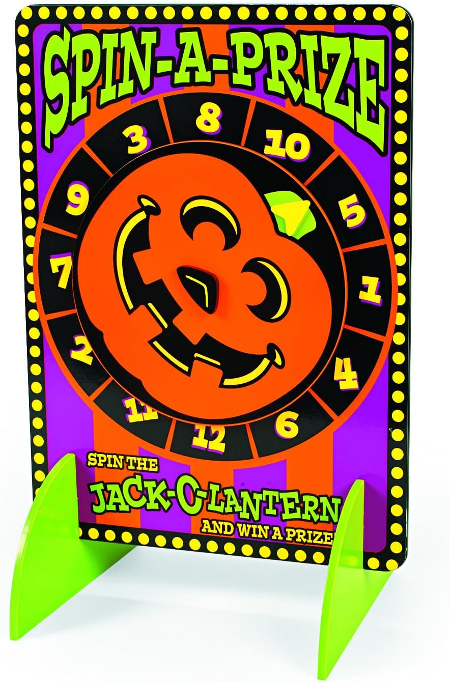 Fun Express Prize Wheel Spinner with Stand - Halloween Carnival Games for Kids & Adults | Spinning Wheel for Prizes, Fall Festival Games, Party Activities | Wood Construction, 14.75" x 20"