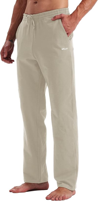 WILLIT Men's Sweatpants Yoga Cotton Pants Athletic Open Bottom Exercise Lounge Loose Running Pants with Pockets