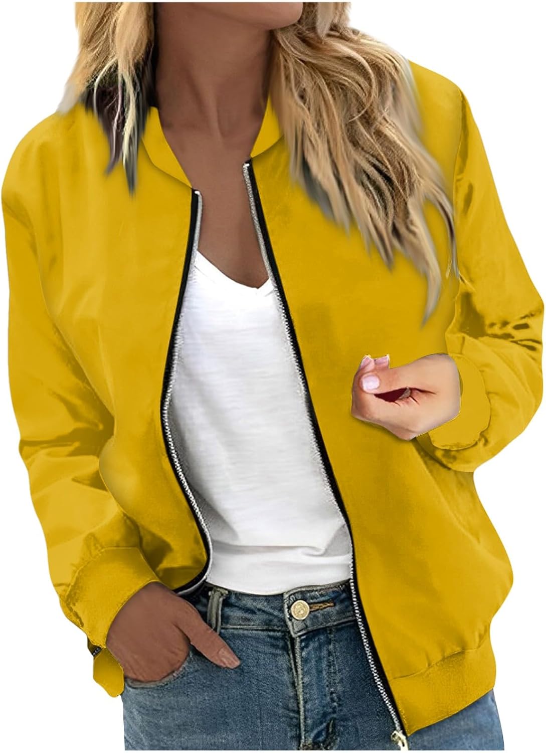 Bomber Jacket Women,Women'S Sherpa Fleece Jacket Long Sleeve Faux Fuzzy Casual Zip Up Bomber Coat With Pockets