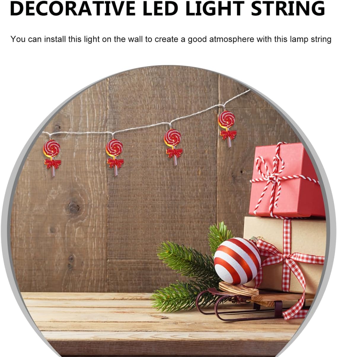 Christmas Candy String Lights 118 Inch Led Decorative String Lamp for Home Garden Party Holiday Decor Portable