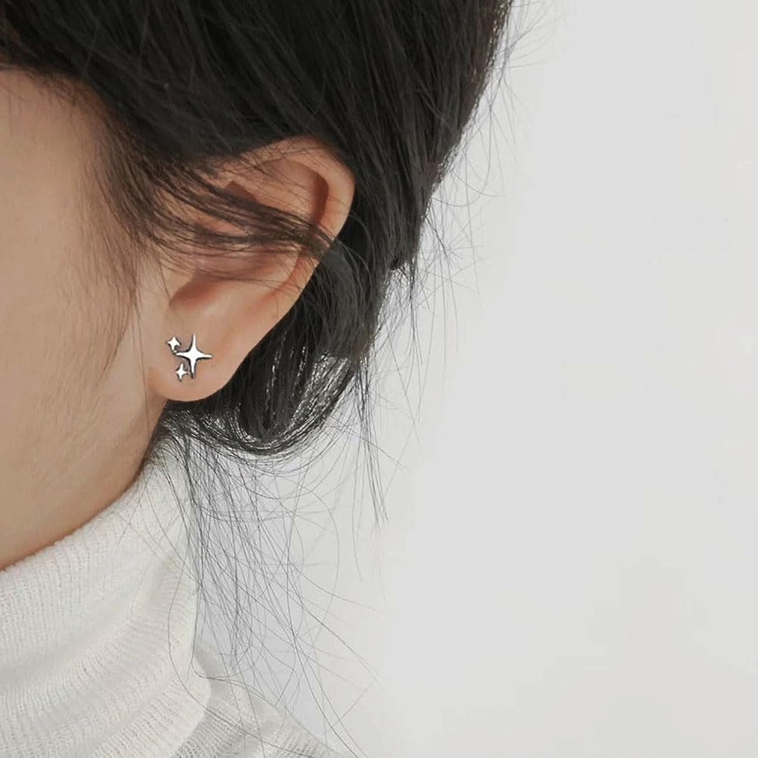 Small Tiny Stud Earrings, Hypoallergenic Star Earrings, Cute Mini Earrings Stud for Women Men Silver - Image 3