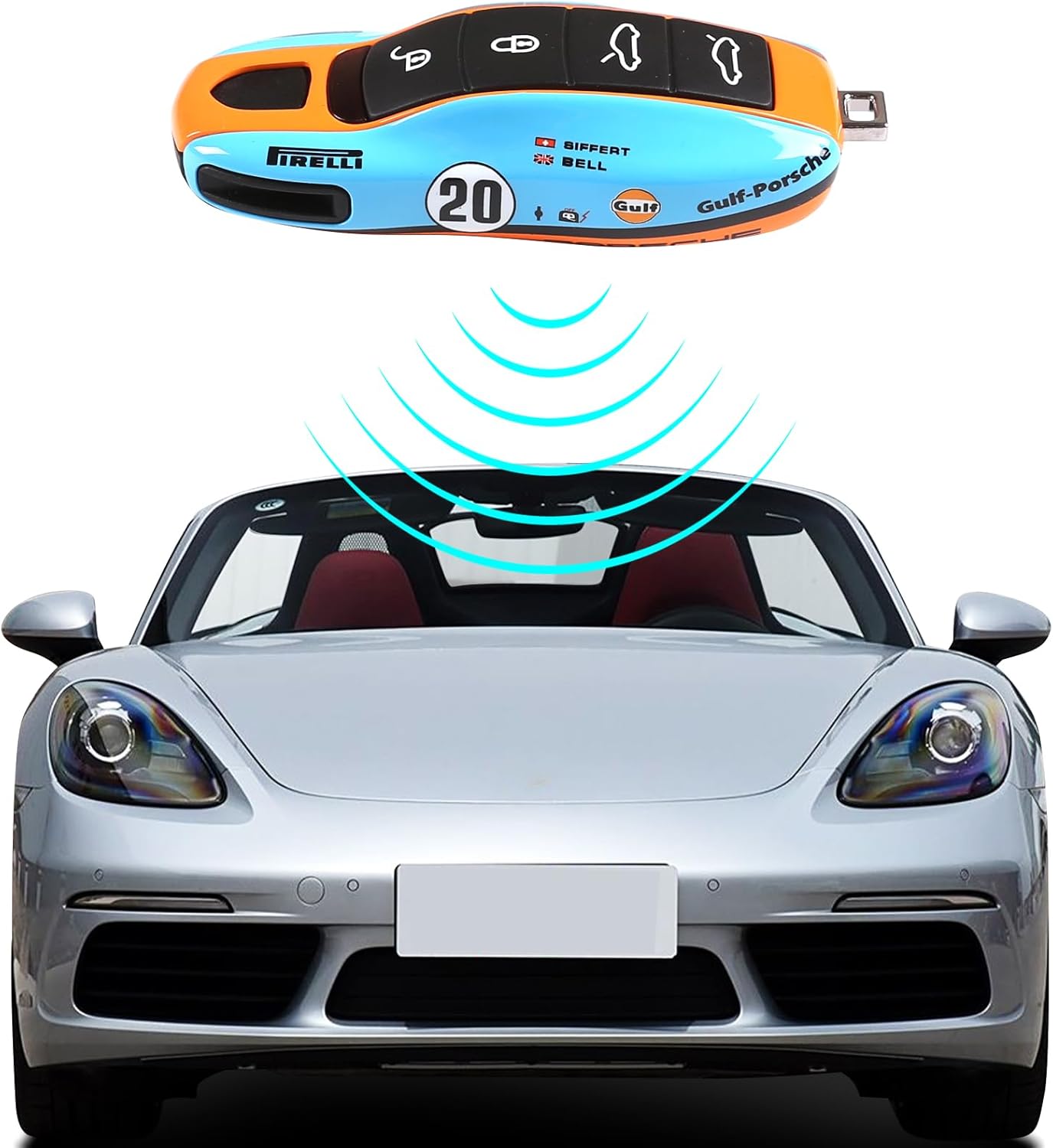 Premium Car Key Fob Cover Case for Porsche Panamera, Cayenne, Macan, Boxster, Cayman, 718, 911 | Slim Protective Keyshell | Anti-Scratch & Lightweight Design (Blue, L) - Image 3