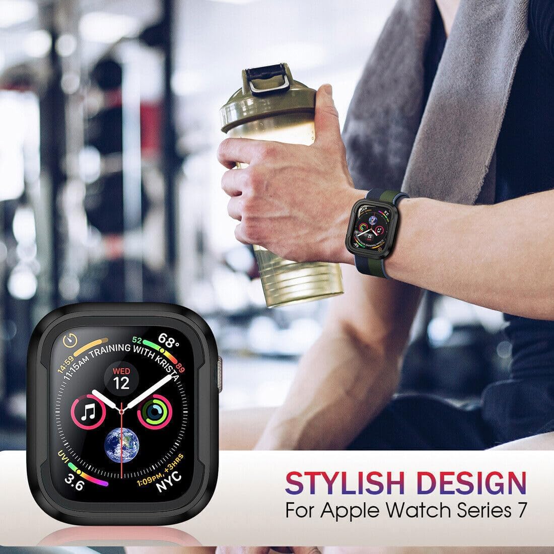 WatchCase for Apple Watch Ultra Cover 49mm 40mm 41mm 44mm 45mm 42mm 38mm Anti-Fall Shell iWatch Series 9 8 7 6 5 4 SE 3 2 Watch Case(Black,42/44/45/49mm)