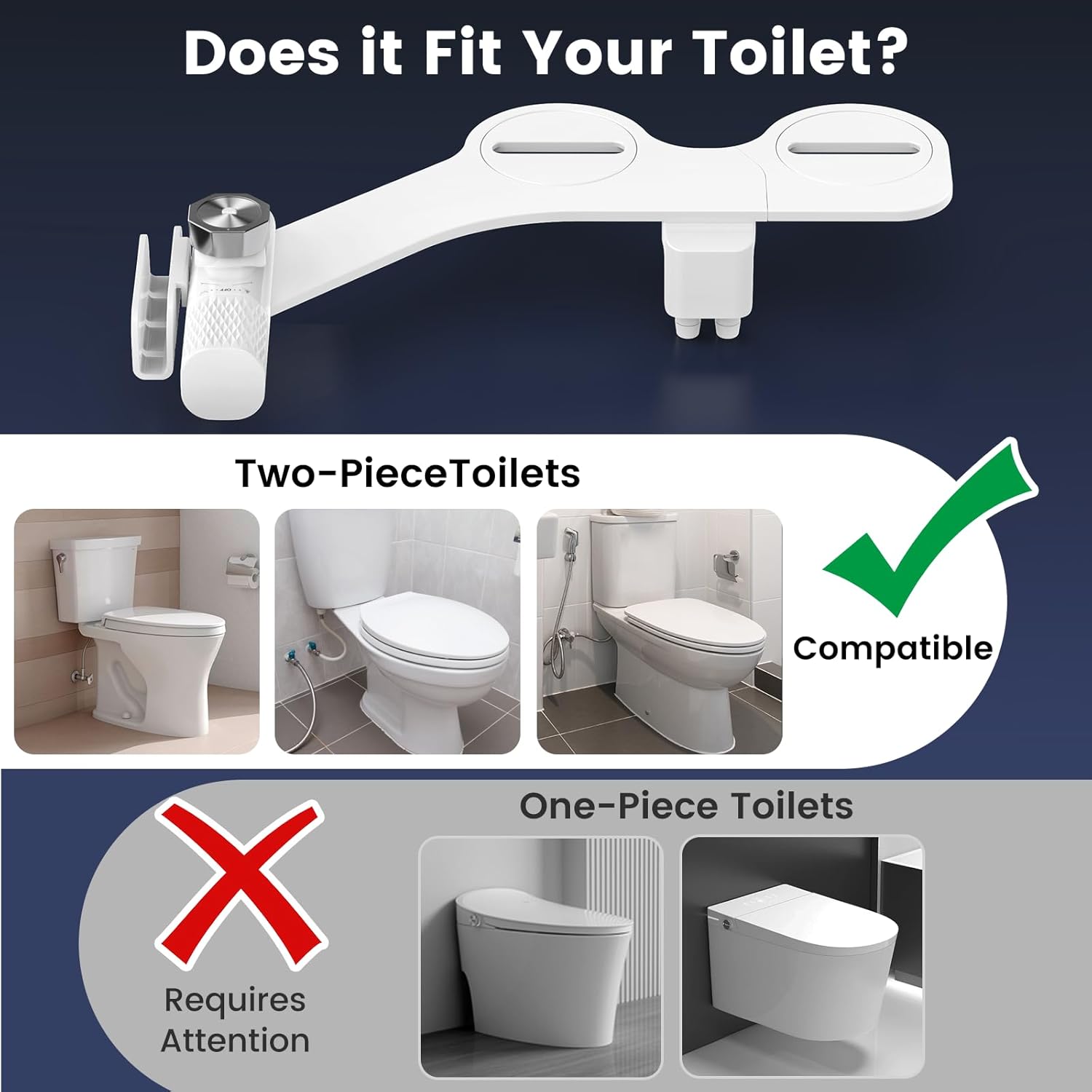 FEELSO Bidet Attachment for Toilet with Filter, Bidet Toilet Seat with Self-Cleaning Dual Nozzle (Frontal/Rear Wash), Ultra-Slim & Non-Electric Bidet Sprayer for Hard Water, Adjustable Water Pressure - Image 9