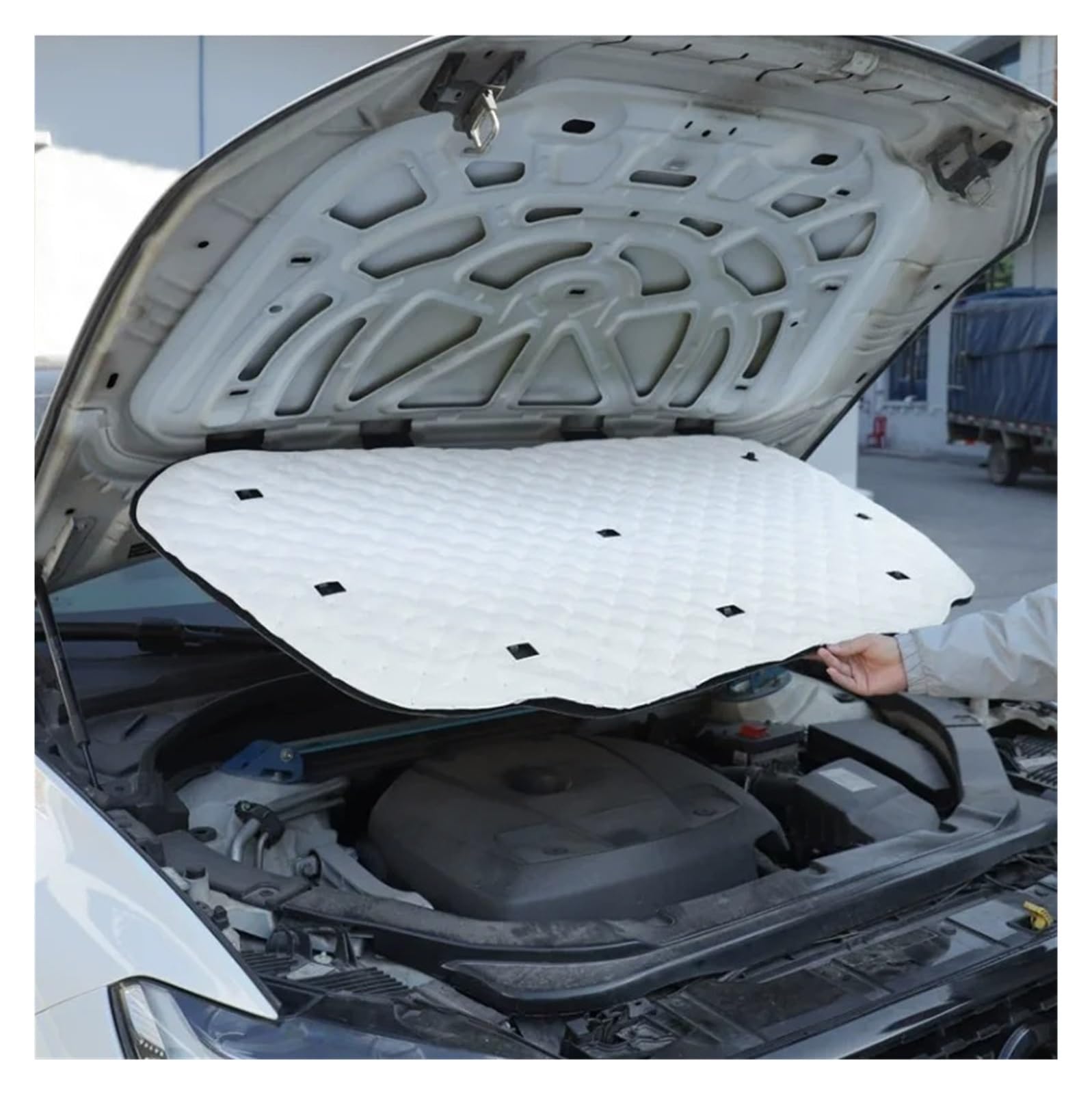 Lhdktee Only White Pad Engine Hood Insulation Pad Soundproof Heat Shield Trim For Volvo For Xc60 2018 2019 2020 2021 2022 2023 2024 Engine Insulation Pad