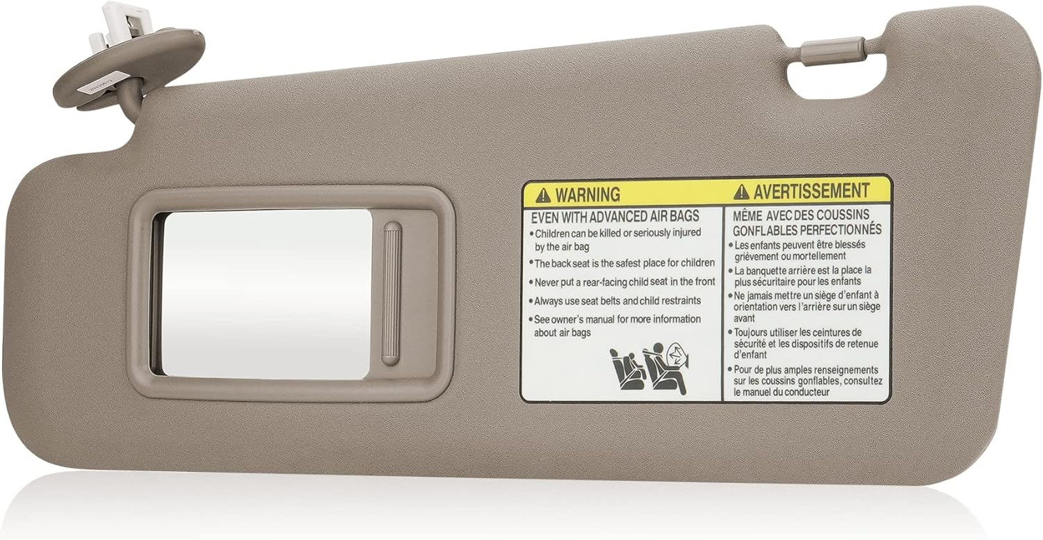 Gray Driver Left Side Sun Visor Replacement Compatible with Toyota Highlander 2008 2009 2010 2011 2012 2013 Replace 74320-48500-B0