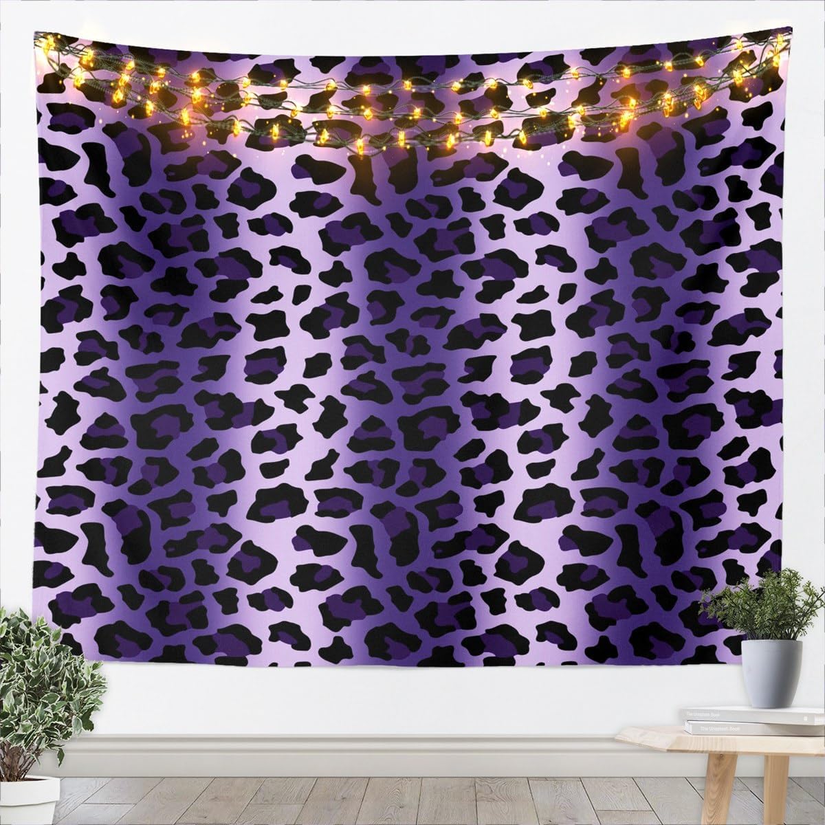 jejeloiu Kids Purple Leopard Tapestry Large 59"x82" Modern Ombre Effects Wall Hanging Blanket for Boys Girls Teens Cheetah Wall Art Lightweight Women Men