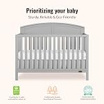 Dream On Me JPMA & Greenguard Gold Certified Storybrooke 5 in 1 Convertible Crib in Pebble Grey, Built of Sustainable Pinewood, 3 Mattress Height Settings, Non-Toxic Water-Based Paint Finish