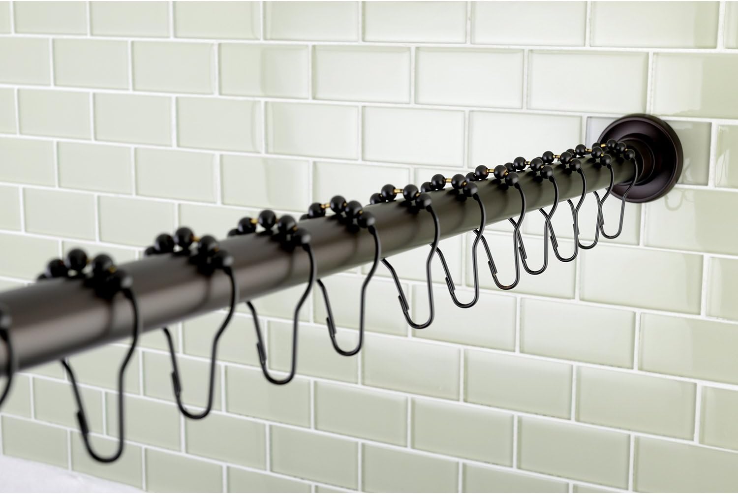 Kingston Brass KSR605 Edenscape 60"-72" Stainless Steel Adjustable Tension Shower Curtain Rod with Rings, Oil Rubbed Bronze