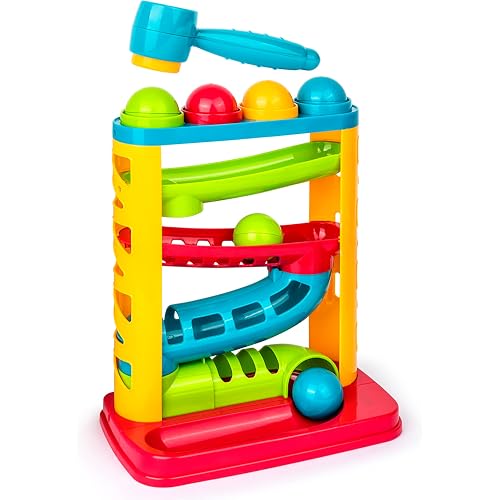 Durable Pound A Ball Toys for Toddler, Stacking, Learning, Active, Early Developmental Hammer Montessori Toys, Fun Gifts for Boy & Girl - STEM Educational Toy - Great Birthday Gift Ages 1 2 3