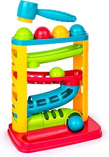 PLAYKIDZ Pound A Ball Toy for Toddlers - Durable Hammer Montessori STEM Toy, Fine Motor Skills, Hand-Eye Coordination - Ages 1-3 Gift