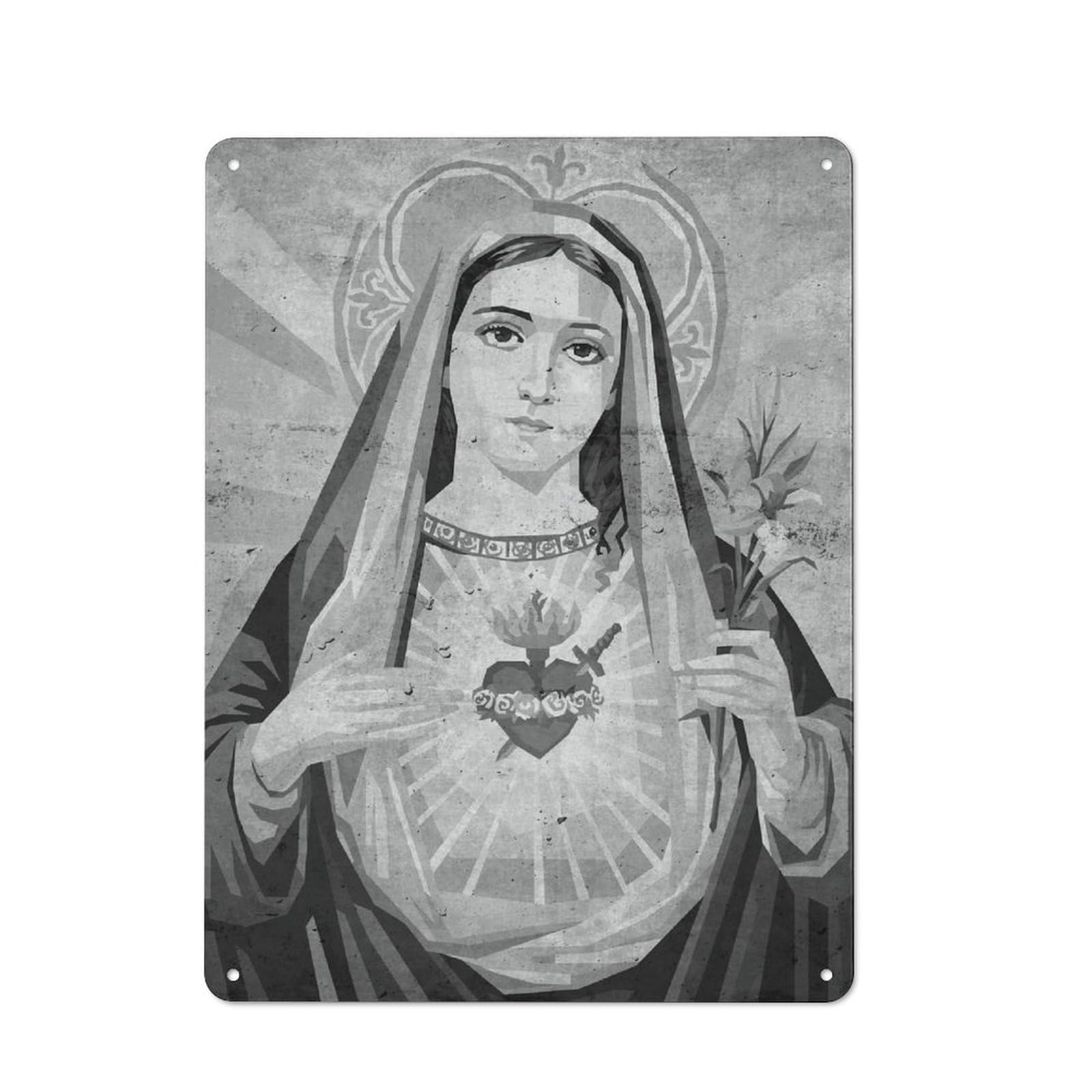 Maria Tin Wall Plaque 40x30cm, Rustic Farmhouse Wall Decor for Dining Room, Cafe, Entryway Or Family Room