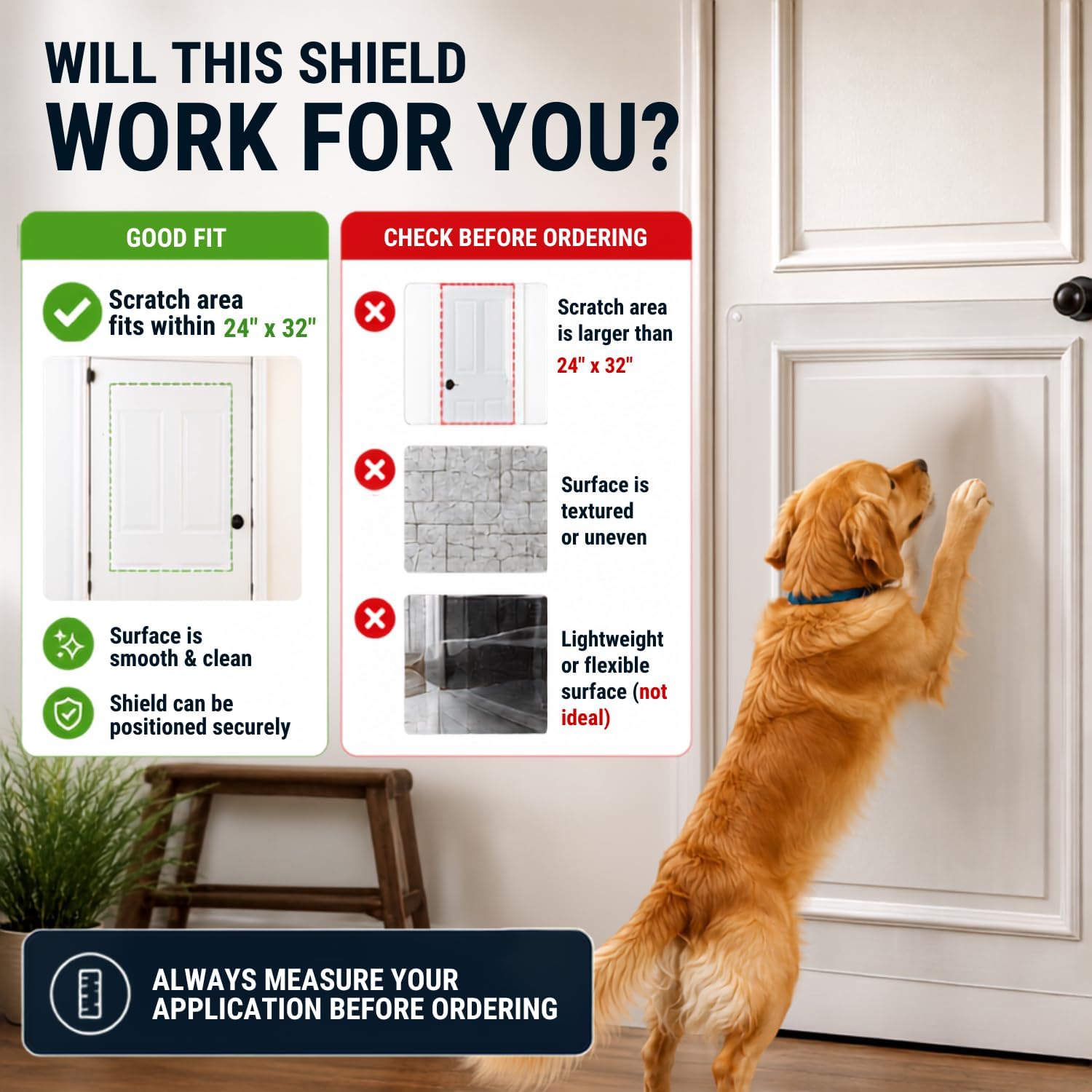 CLAWGUARD Universal Scratch Shield, Dog and Cat Door Wall Guard, 32x24 in image 4