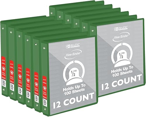 Vista 31 de BAZIC Products Carpeta organizadora de 3 anillas de 1/2 pulgada con vista económica, color negro, anillo redondo, capacidad para 100 hojas de papel