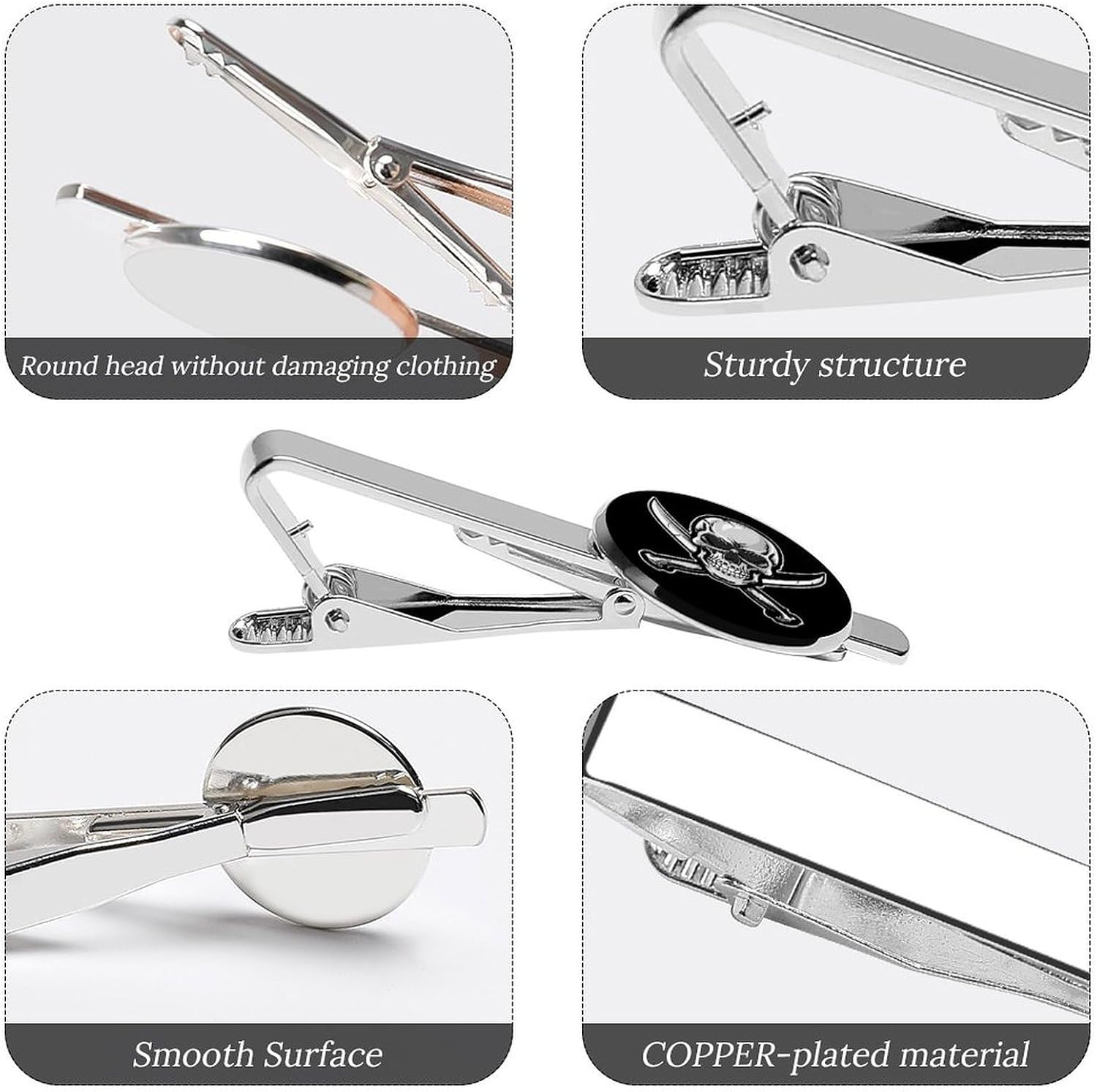 Pirates-Flag Skull Swords Tie Clip Fashion Jewelry Necktie Pin for Wedding Busiess Office Accessories