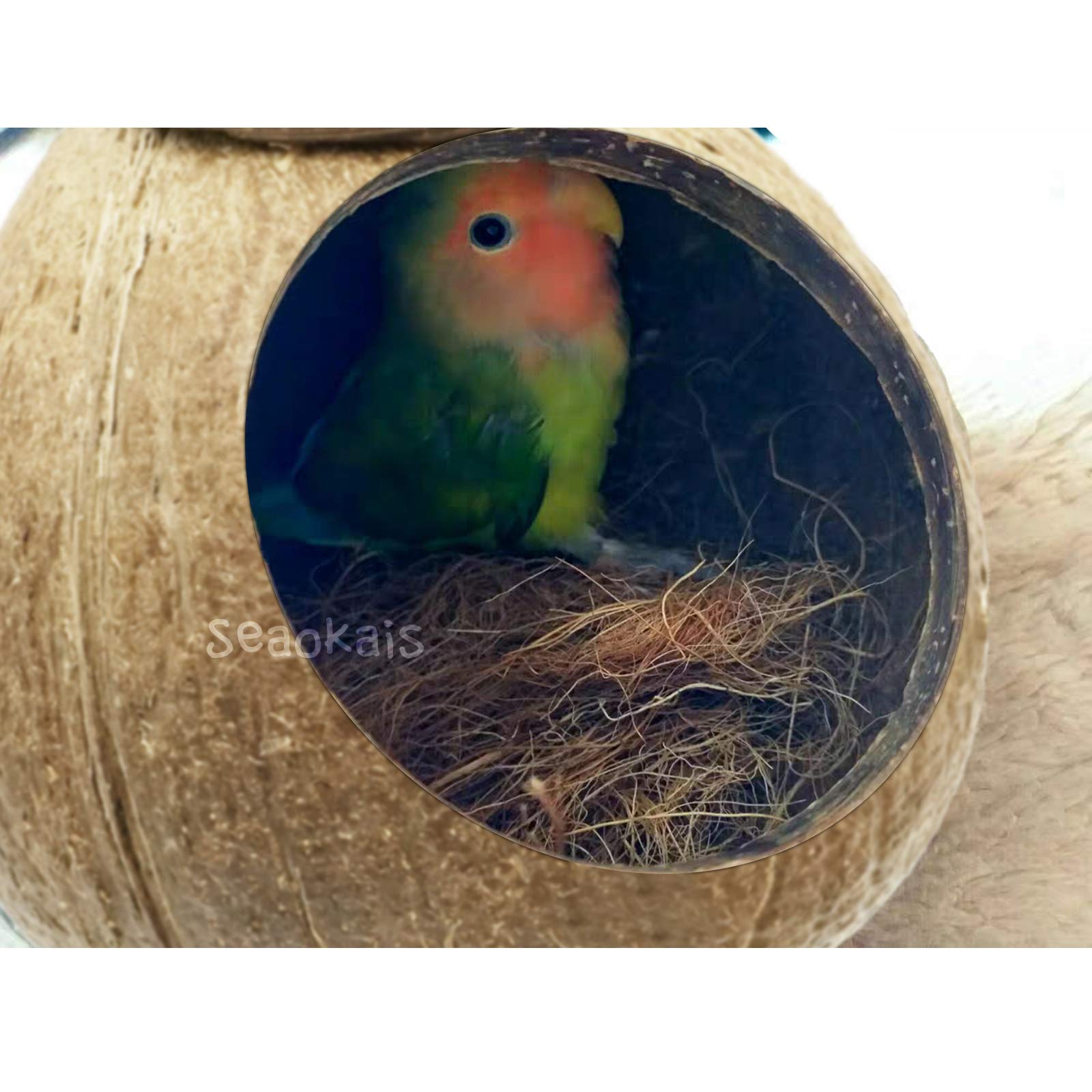 Seaokais 2.1 oz/ 3 oz Coconut Fiber Bird Hut Natural Nesting Material