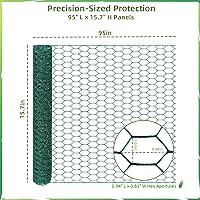 Vista 3 de Alambre de pollo, fácil de moldear, 15.7 x 87 pulgadas, recubierto de PVC verde, malla de alambre hexagonal galvanizado ligero, alambre de pollo