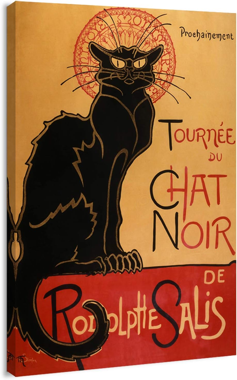 Canvas Print Wall Art - Tour of Rodolphe Salis' Chat Noir Classic Vintage Black Cat Post by Théophile Steinlen - 16x24 inches