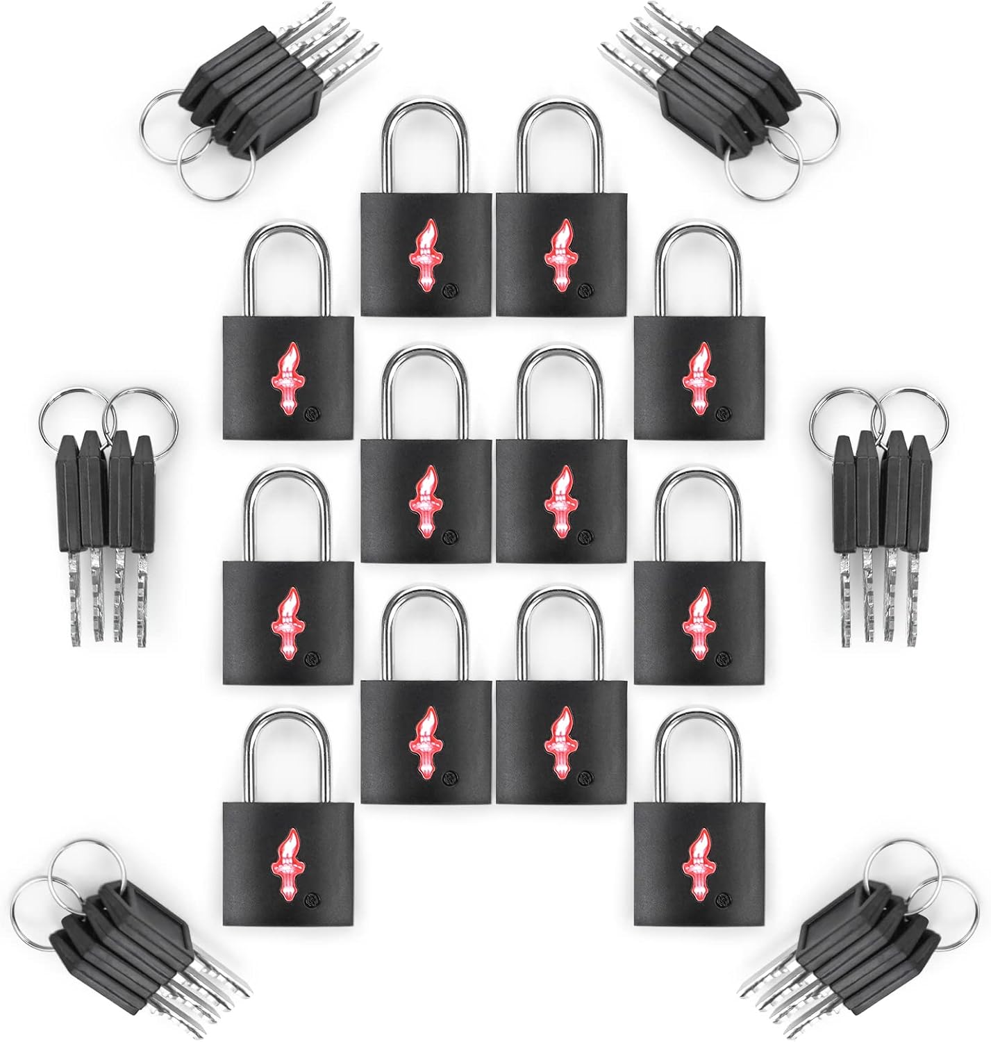 12 Pack Black neon Lock and 4 Pack Family neon Lock for TSA Approved