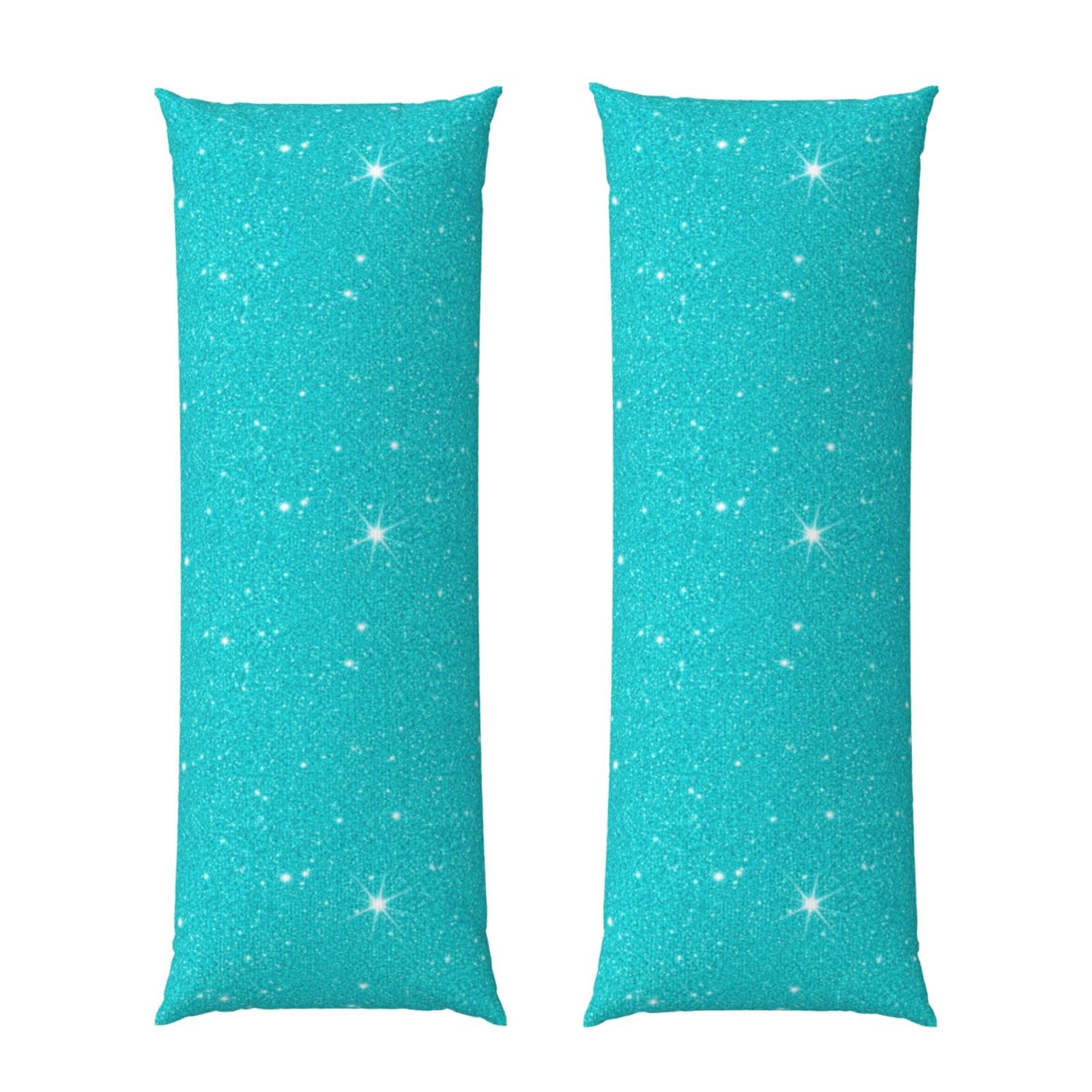 Long Pillowcase 20x60 Inch, Teal Blue Glitter Sparkle Texture, Ultra Soft Body Pillow Cover with Hidden Zipper, Wrinkle Resistant Fabric for Bed Couch Home Decoration
