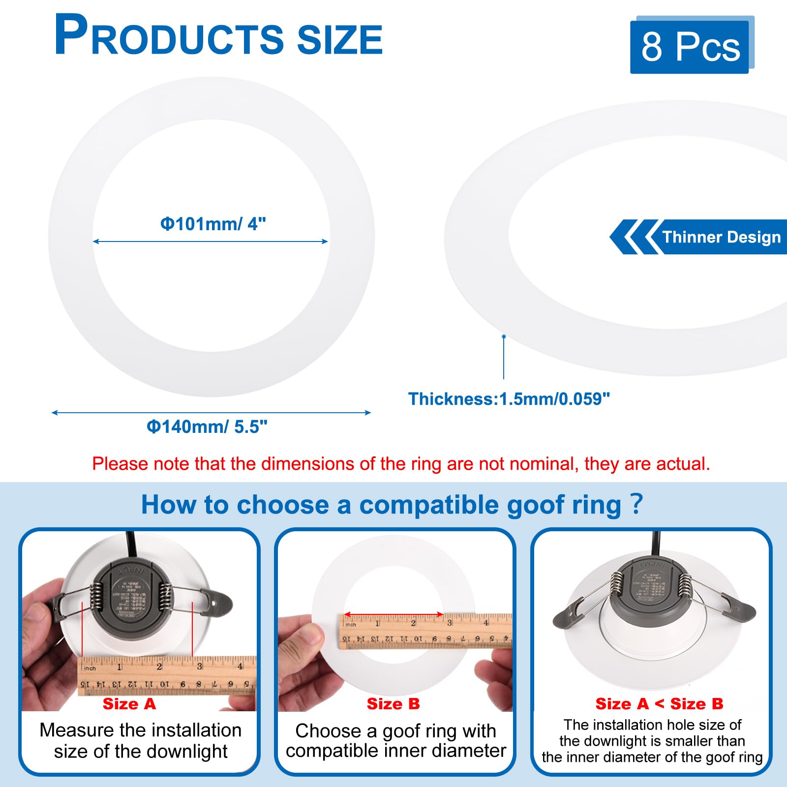 PATIKIL 4" ID 5.5" OD Plastic Trim Ring - Image 2