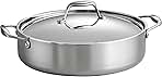 Tramontina Signature Tri-Ply Clad Stainless Steel 6-Quart Braiser Pan with Lid, Induction-Ready, Dishwasher-Safe, NSF-Certified, Made in Brazil