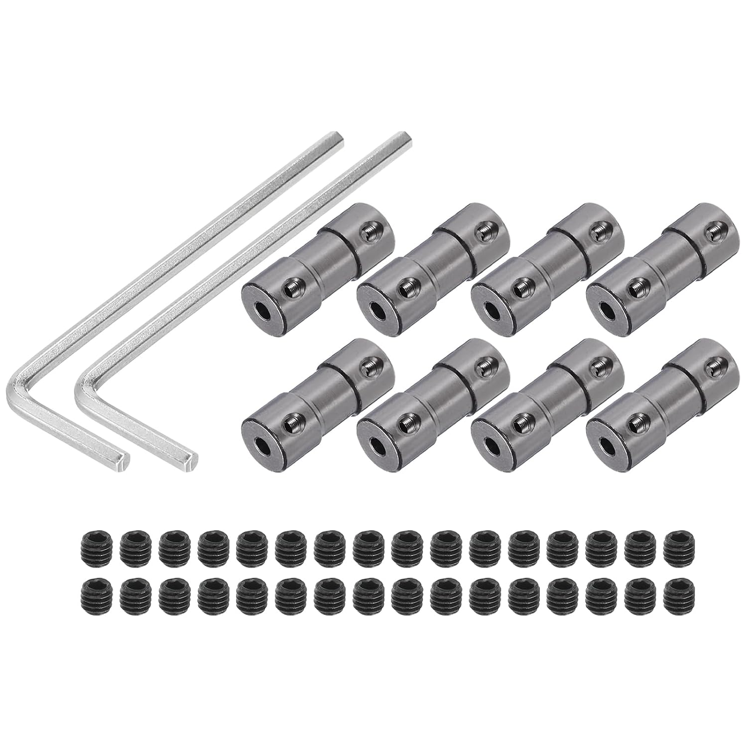 MECCANIXITY 3mm to 3mm Bore Rigid Coupling 25mm Length 10mm Dia M3 Aluminum Alloy Shaft Coupler Connector for 3D Printers DIY Car Boat Light Silver, with 6pcs Coupling 24pcs Screws 2pcs Wrench