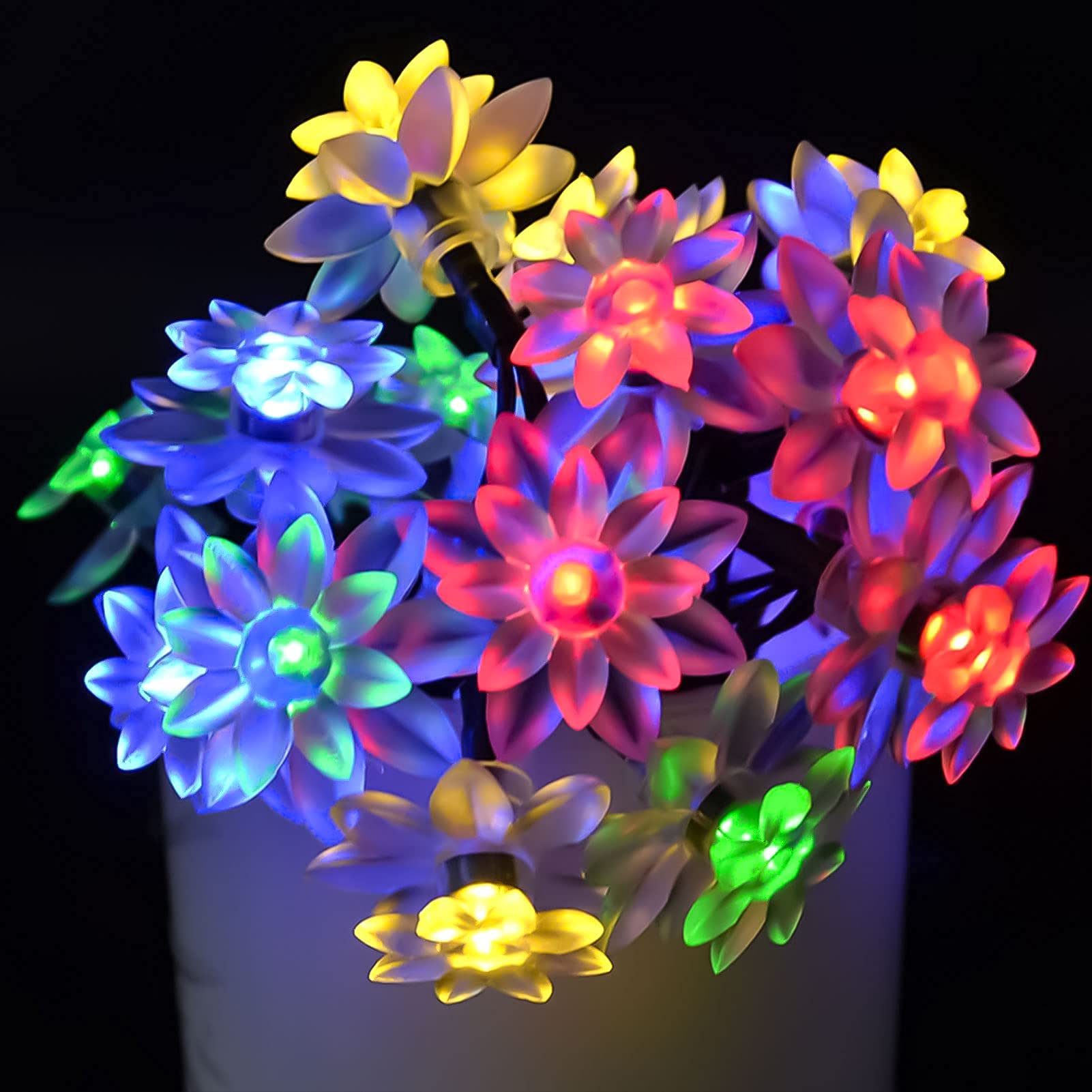 Luces De Hadas Navideñas Luces De Cadena De Loto, 30 Luces LED De Hadas De Loto Solares, 8 Patrones Impermeable Jardín Boda Decoración Navideña