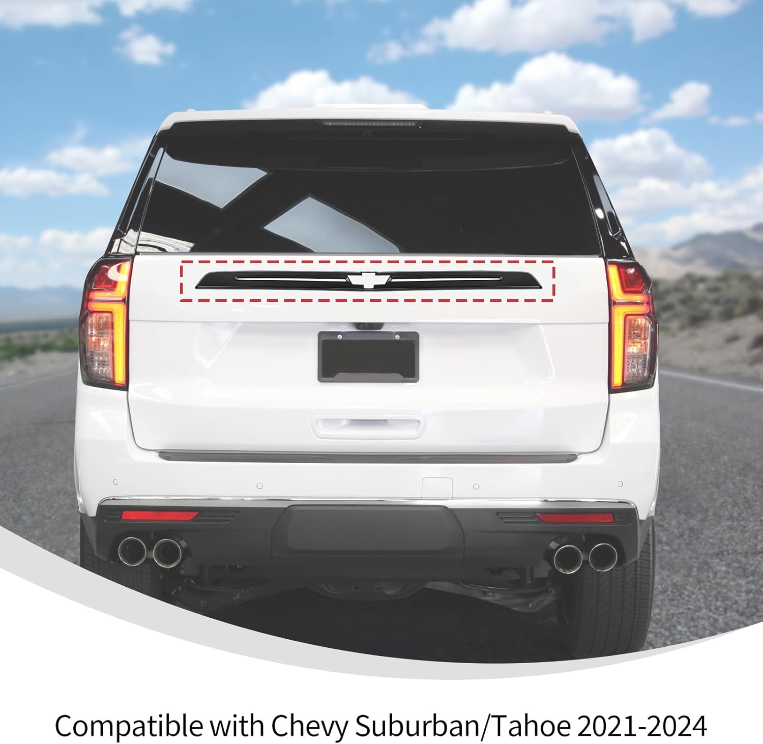 Linskip Rear Hatch Center Trim Panel Compatible with Chevy Suburban/Tahoe 2021-2024, Rear Hatch Molding for Suburban/Tahoe Exterior Accessories Black