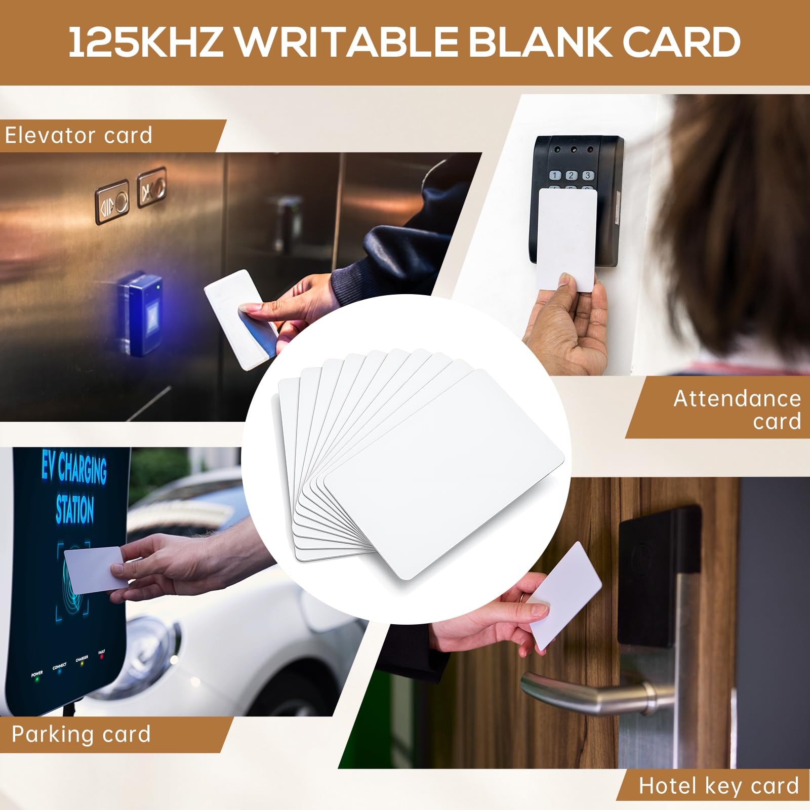 40 tarjetas de identificación de proximidad de reescritura de 125 kHz RFID de plástico en blanco para puerta de hotel compatibles con T5577 T5557 RFID