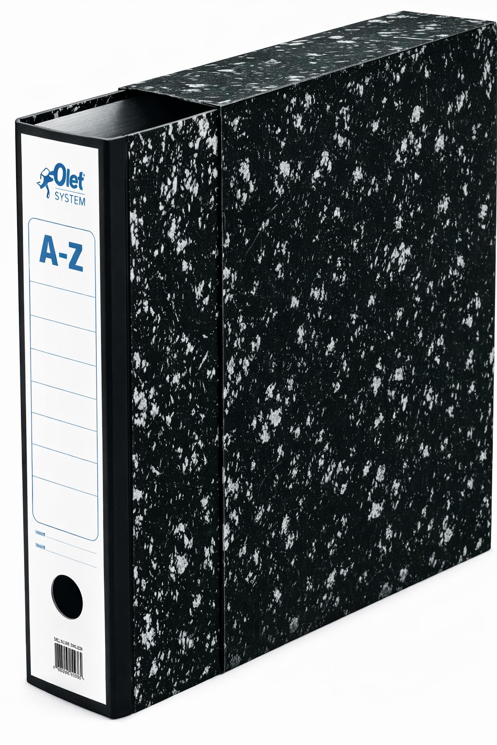 5 archivadores 2 anillas folio lomo ancho con caja negro jaspeado