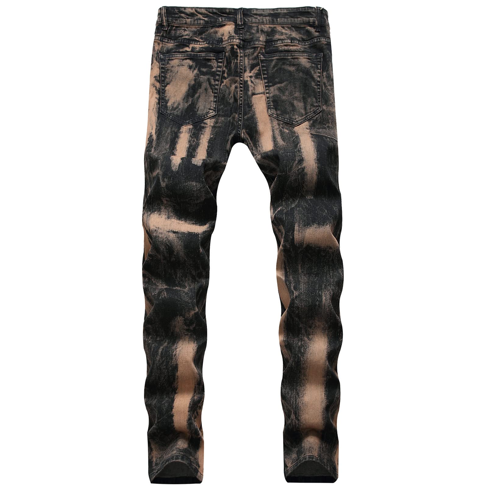 Maiyifu-GJ Men's Destroyed Ripped Stretch Jeans Distressed Multi Pockets Biker Denim Pants Slim Zipper Moto Jean Trousers (Dark Grey 1,36)