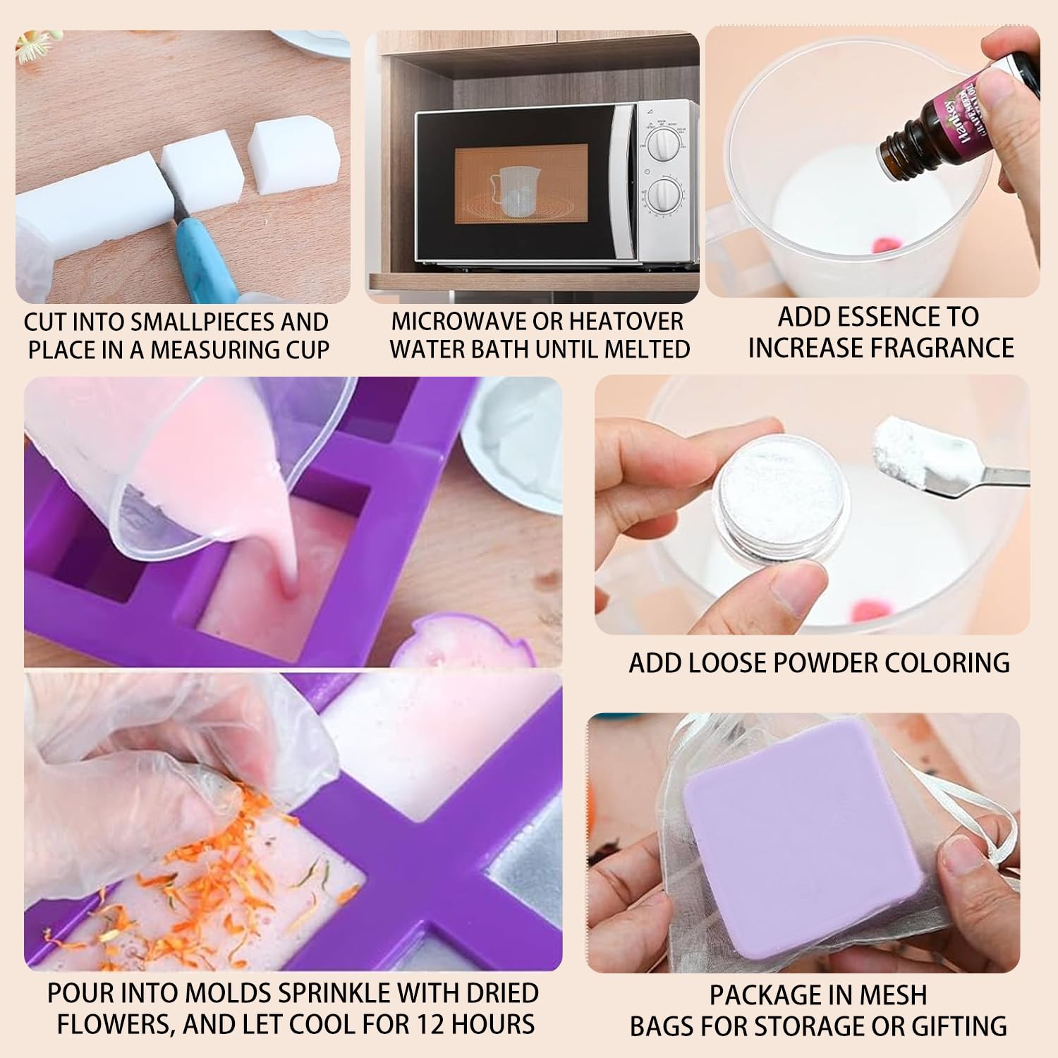 SUNXBUK Sapone Fai Da Te,Kit per la Produzione di Sapone Fatto a Mano,Set Creativo, Kit per Principianti per la Preparazione di Fai Da Te, Inclusi Tutti i Materiali,Regali di Natale e per le Feste