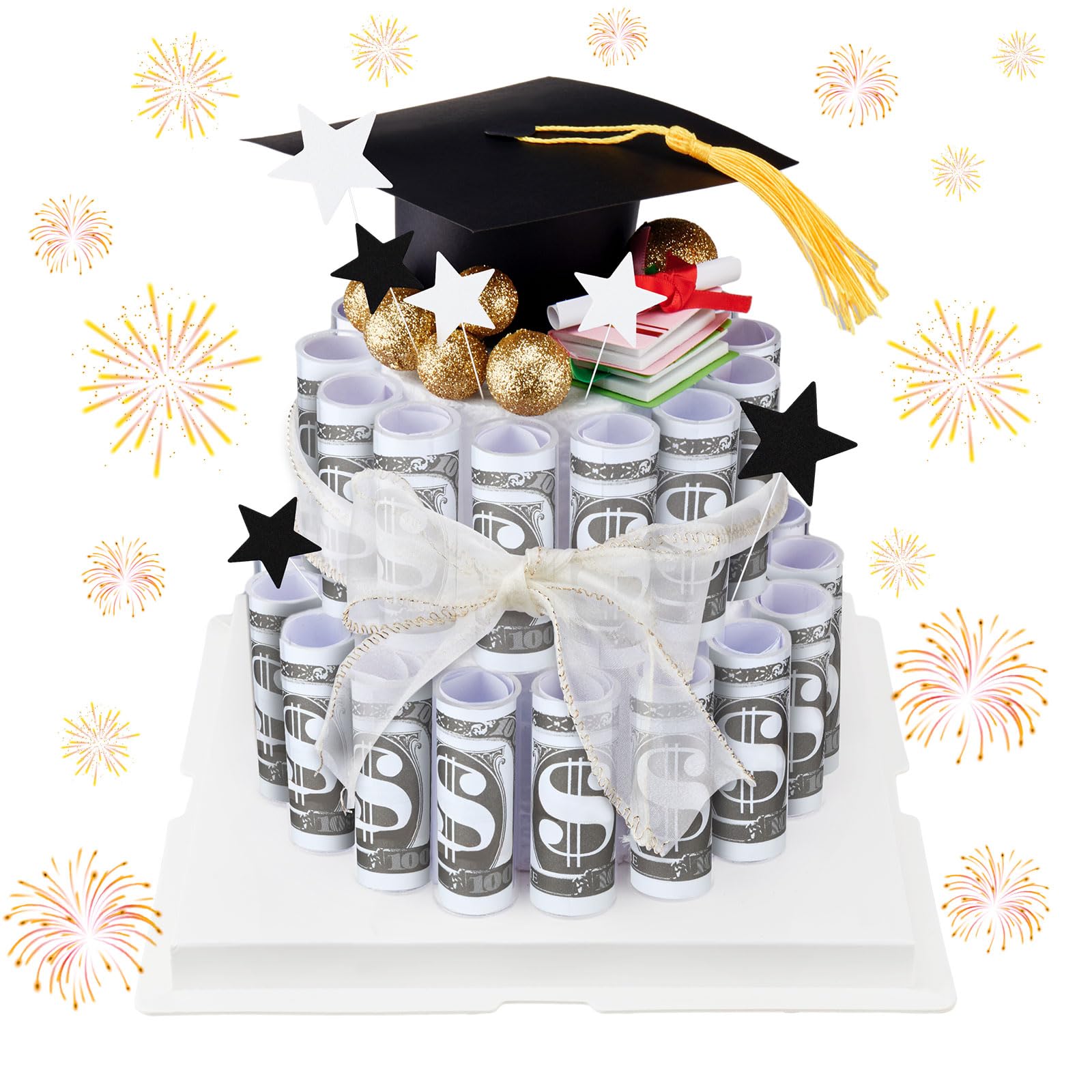 Photo 1 of Graduation Money Holder for Cash Gift Graduation Money Box with Cake Topper, Ball Cake Picks Graduation Gifts for Congrats Class of 2024 Graduation Party Supplies