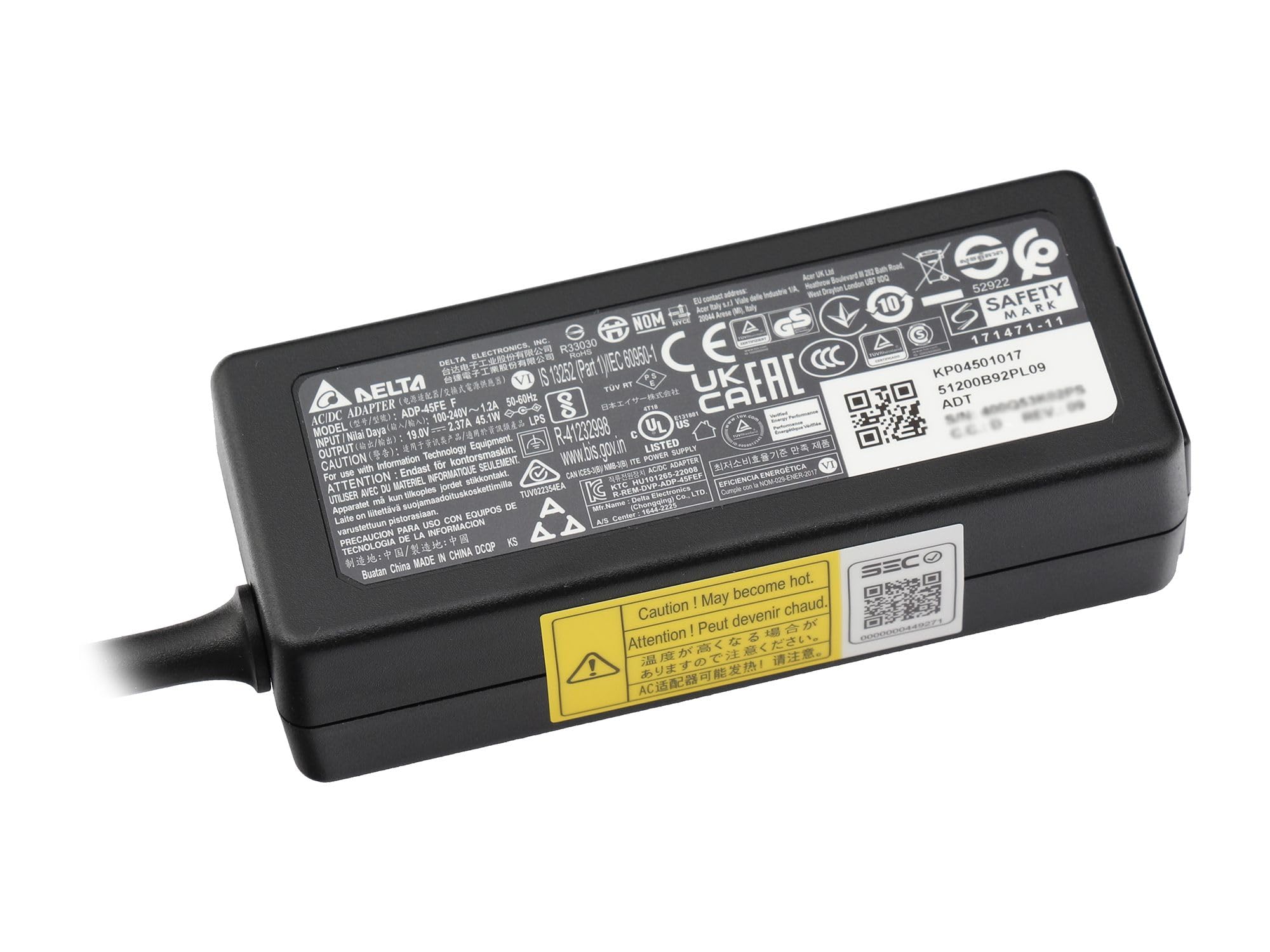 Repuesto de cargador 19V Acer ADP-45FE-F para portátil con batería baja 7